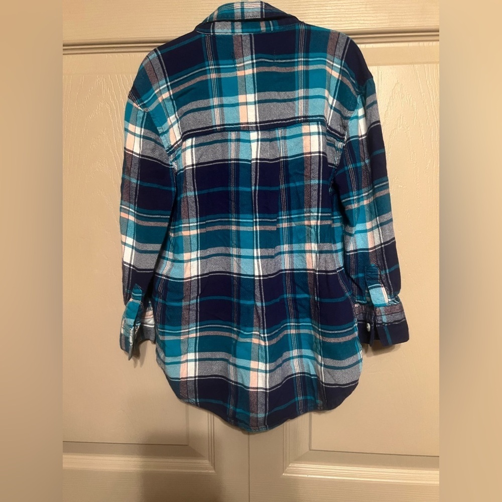 Old Navy Kids Plaid Shirt - Blue and Teal - Picture 2 of 5